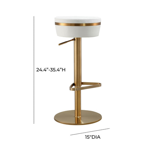 Astro White Performance Vegan Leather and Gold Adjustable Stool Model: TOV-D68298