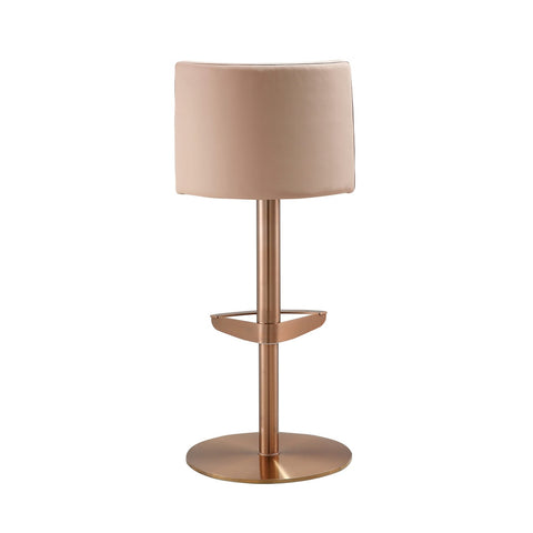 Loosha Cafe Au Lait Performance Vegan Leather and Rose Gold Adjustable Stool Model: TOV-D68299