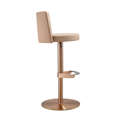 Loosha Cafe Au Lait Performance Vegan Leather and Rose Gold Adjustable Stool Model: TOV-D68299