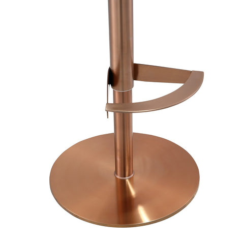 Loosha Cafe Au Lait Performance Vegan Leather and Rose Gold Adjustable Stool Model: TOV-D68299