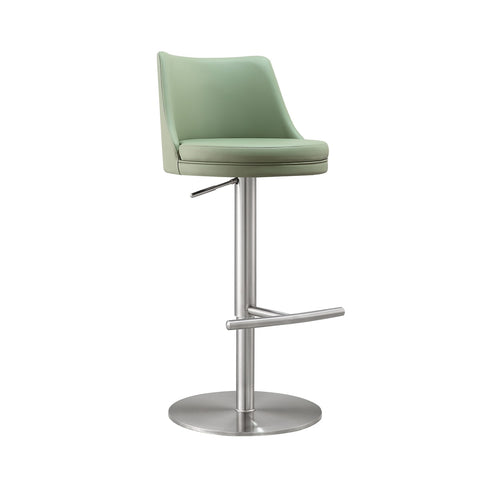 Reagan Sea Foam Green Performance Vegan Leather and Silver Adjustable Stool Model: TOV-D68300