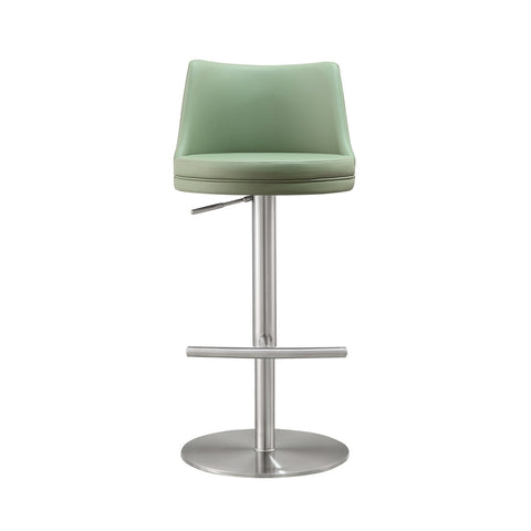 Reagan Sea Foam Green Performance Vegan Leather and Silver Adjustable Stool Model: TOV-D68300