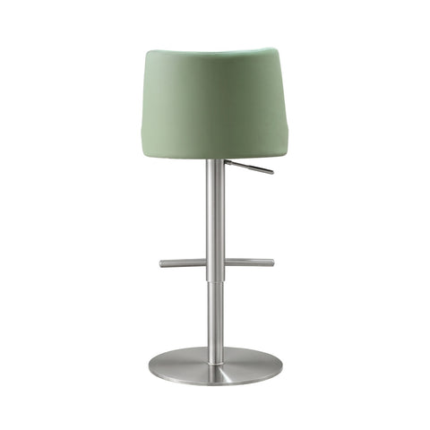 Reagan Sea Foam Green Performance Vegan Leather and Silver Adjustable Stool Model: TOV-D68300