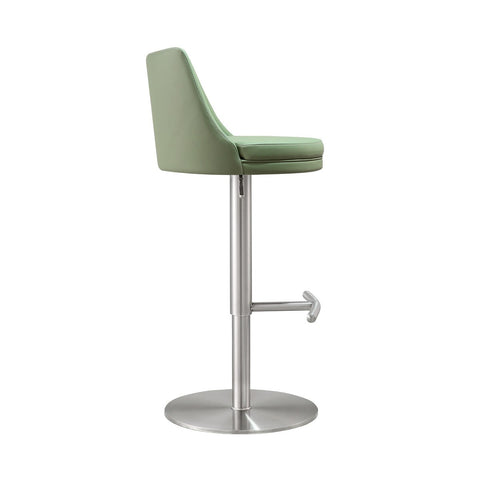 Reagan Sea Foam Green Performance Vegan Leather and Silver Adjustable Stool Model: TOV-D68300