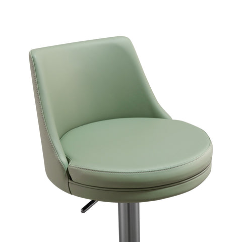 Reagan Sea Foam Green Performance Vegan Leather and Silver Adjustable Stool Model: TOV-D68300