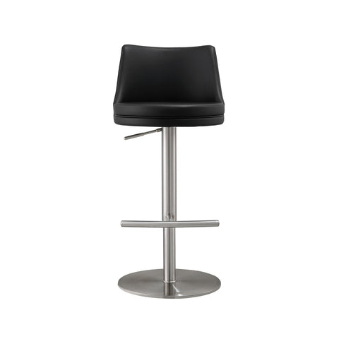 Reagan Black Performance Vegan Leather and Silver Adjustable Stool Model: TOV-D68301