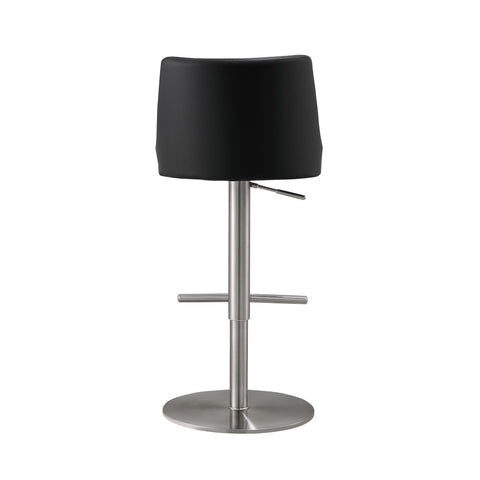 Reagan Black Performance Vegan Leather and Silver Adjustable Stool Model: TOV-D68301