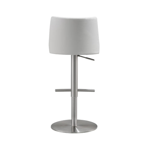 Reagan White Performance Vegan Leather and Silver Adjustable Stool Model: TOV-D68302