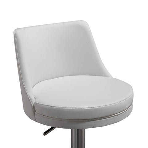 Reagan White Performance Vegan Leather and Silver Adjustable Stool Model: TOV-D68302