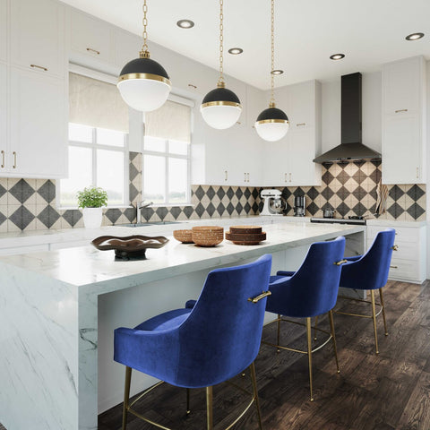 Beatrix Navy Velvet Counter Stool Model: TOV-D68342