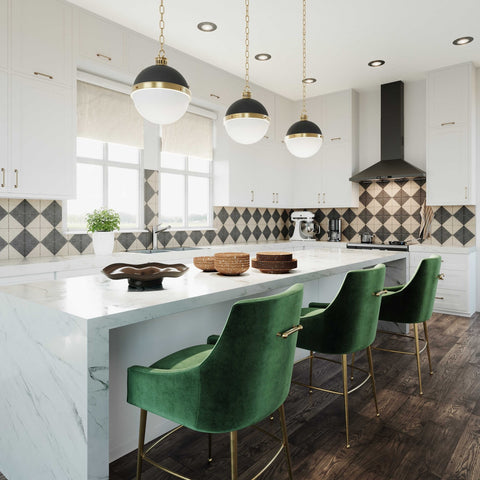 Beatrix Green Velvet Bar Stool Model: TOV-D68343