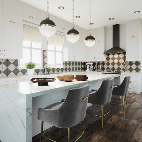 Beatrix Dark Grey Velvet Counter Stool Model: TOV-D68345