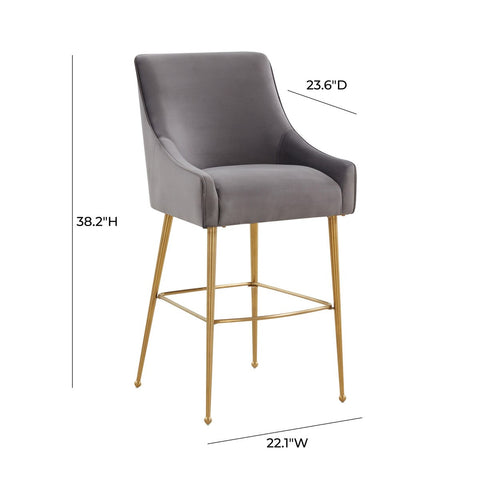 Beatrix Dark Grey Velvet Counter Stool Model: TOV-D68345