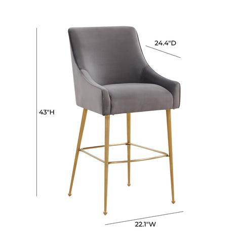 Beatrix Dark Grey Velvet Bar Stool Model: TOV-D68346