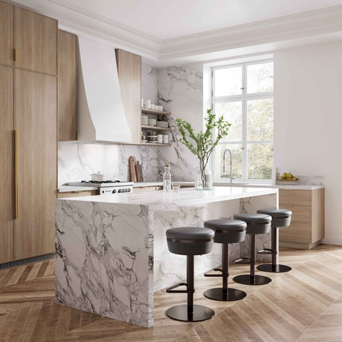 Astro Grey Woven Performance Vegan Leather Adjustable Stool Model: TOV-D68619