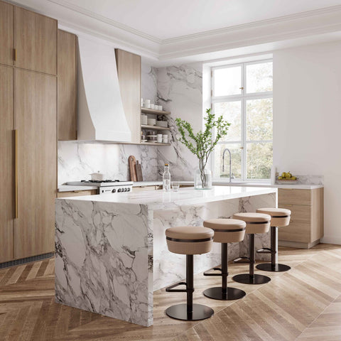 Astro Cafe au Lait Woven Performance Vegan Leather Adjustable Stool Model: TOV-D68620