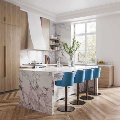 Gala Blue Performance Vegan Leather on Adjustable Stool Model: TOV-D68621