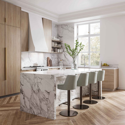 Gala Light Grey Performance Vegan Leather on Black Adjustable Stool Model: TOV-D68623