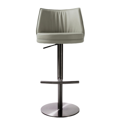 Gala Light Grey Performance Vegan Leather on Black Adjustable Stool Model: TOV-D68623