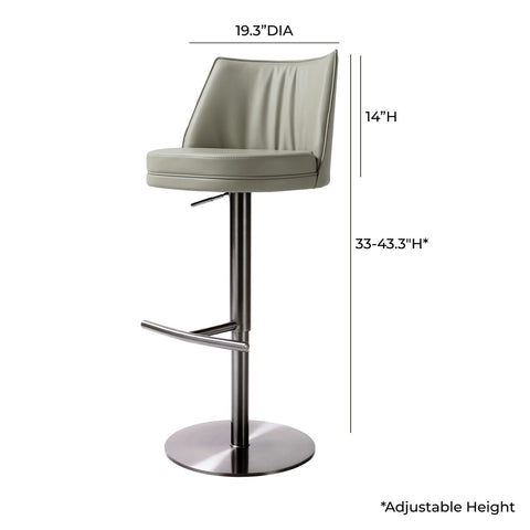 Gala Light Grey Performance Vegan Leather on Black Adjustable Stool Model: TOV-D68623
