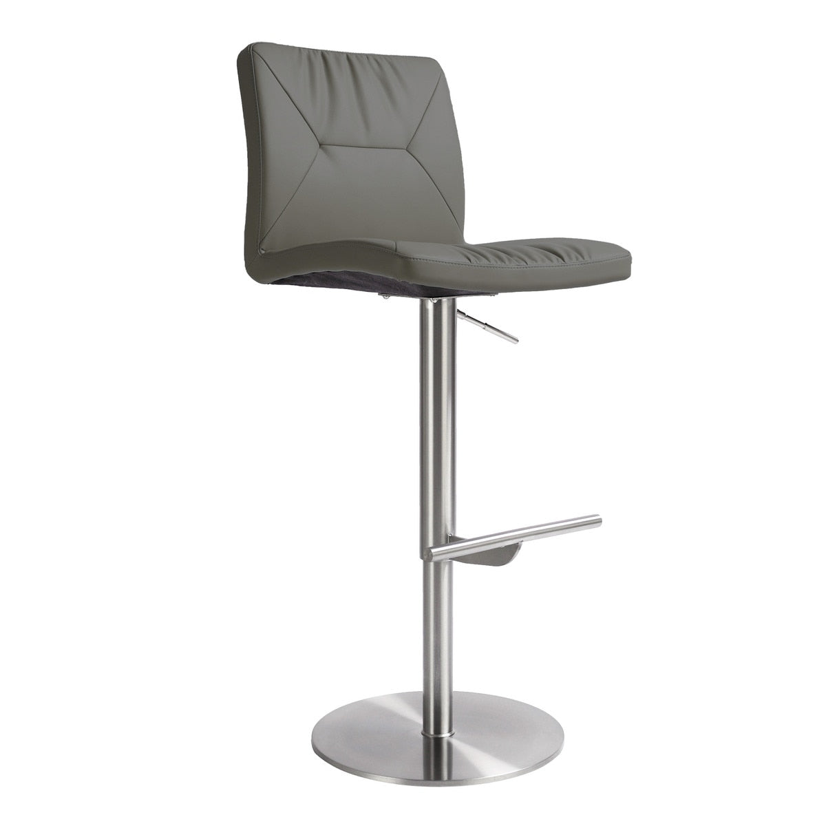 Paddy Dark Grey Performance Vegan Leather on Silver Adjustable Stool Model: TOV-D68624