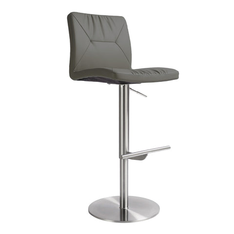 Paddy Dark Grey Performance Vegan Leather on Silver Adjustable Stool Model: TOV-D68624