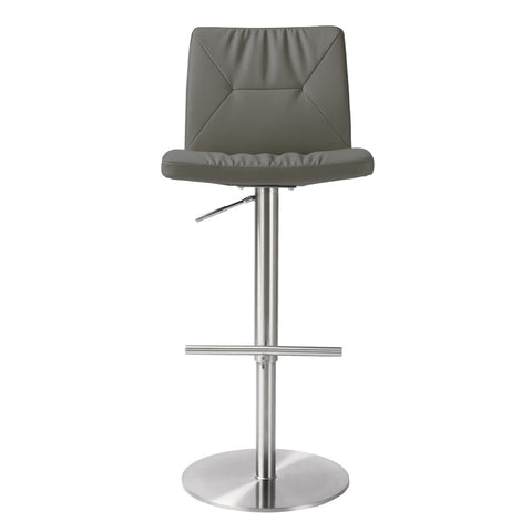 Paddy Dark Grey Performance Vegan Leather on Silver Adjustable Stool Model: TOV-D68624