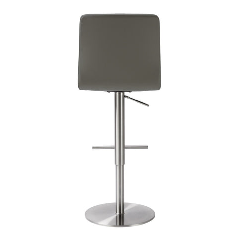 Paddy Dark Grey Performance Vegan Leather on Silver Adjustable Stool Model: TOV-D68624