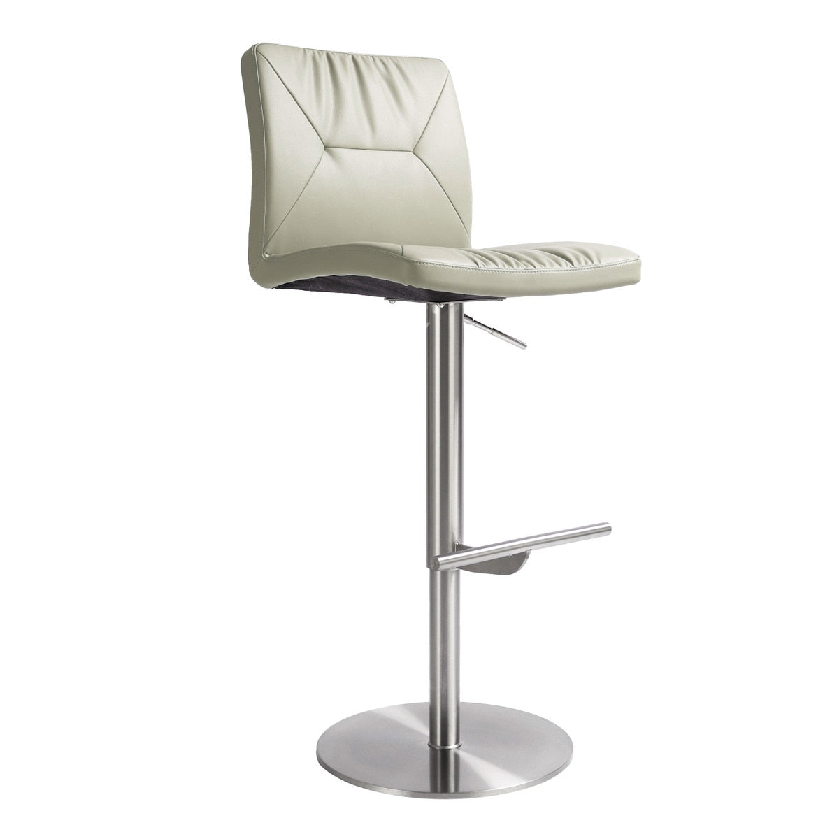 Paddy Light Grey Performance Vegan Leather on Silver Adjustable Stool Model: TOV-D68625