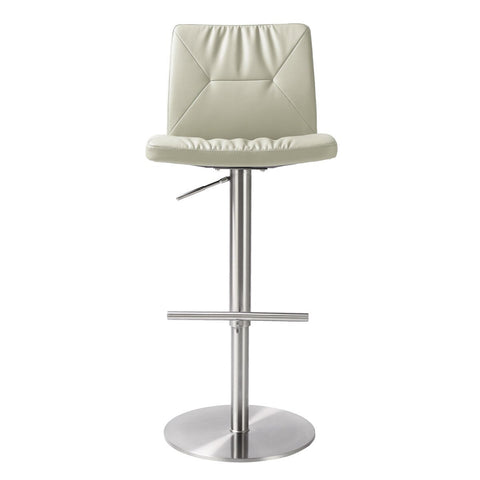 Paddy Light Grey Performance Vegan Leather on Silver Adjustable Stool Model: TOV-D68625
