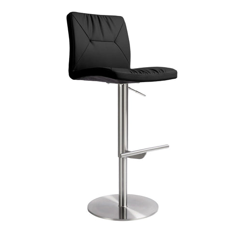 Paddy Black Performance Vegan Leather on Silver Adjustable Stool Model: TOV-D68626