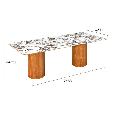 Tamara Marble Ceramic 94" Rectangular Dining Table Model: TOV-D68680