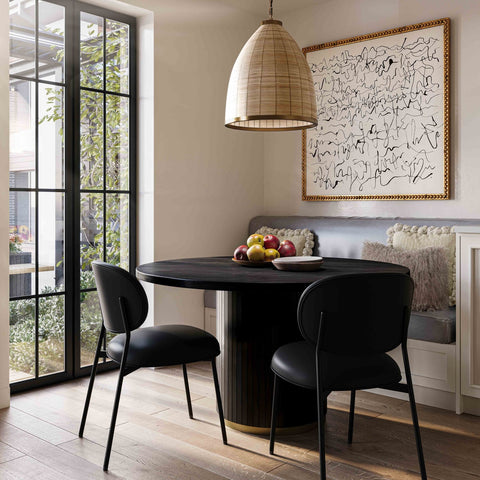 McKenzie Black Performance Vegan Leather Stackable Dining Chair - Set of 2 Model: TOV-D68700