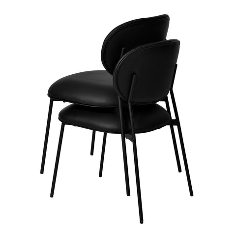 McKenzie Black Performance Vegan Leather Stackable Dining Chair - Set of 2 Model: TOV-D68700