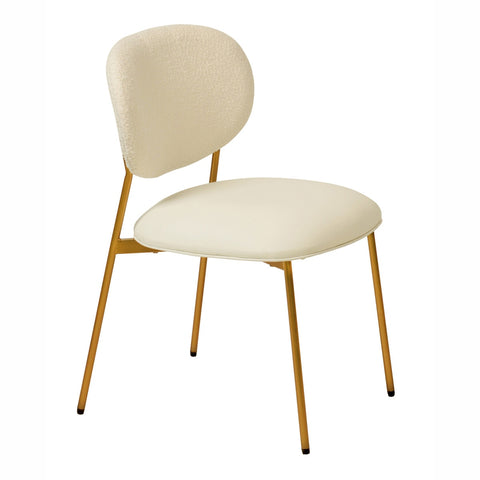 McKenzie Cream Boucle & Performance Vegan Leather Stackable Dining Chair - Set of 2 Model: TOV-D68703