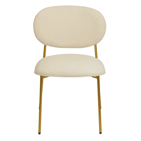 McKenzie Cream Boucle & Performance Vegan Leather Stackable Dining Chair - Set of 2 Model: TOV-D68703