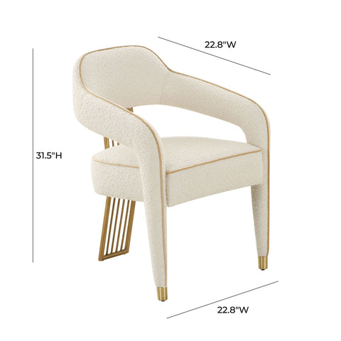 Corralis Cream Performance Boucle Dining Chair Model: TOV-D68705