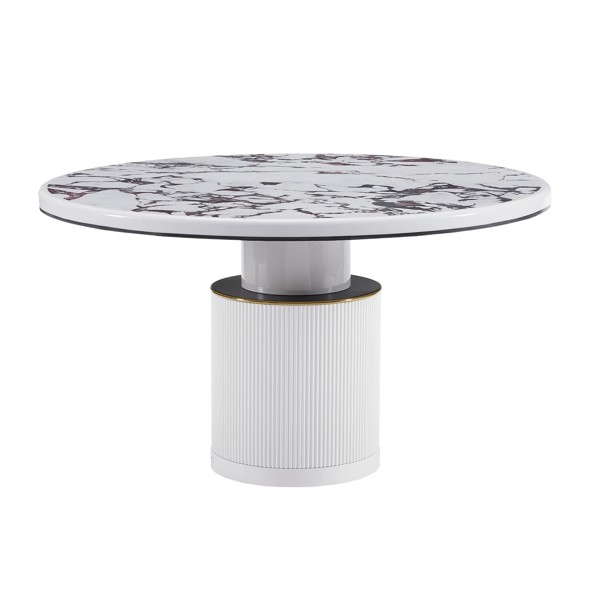 Vanessa White Marble Lacquer 53" Round Dining Table Model: TOV-D68760