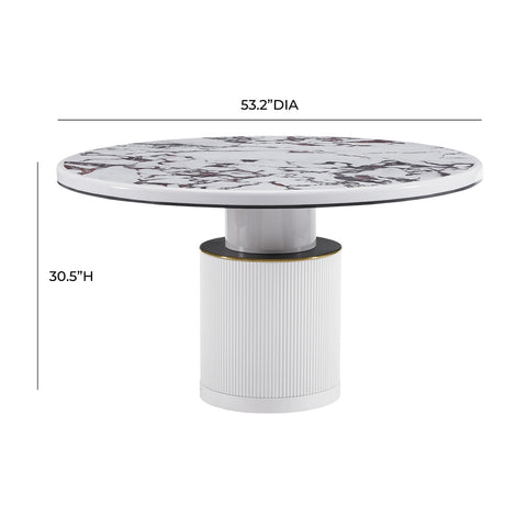 Vanessa White Marble Lacquer 53" Round Dining Table Model: TOV-D68760