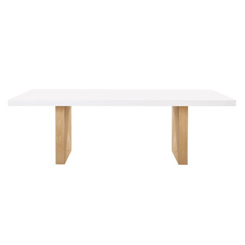 Madeline White Gloss and Natural Ash 92" Rectangular Dining Table Model: TOV-D68766