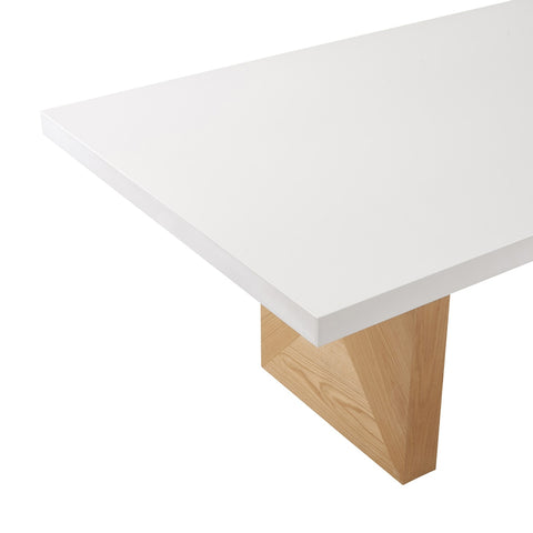 Madeline White Gloss and Natural Ash 92" Rectangular Dining Table Model: TOV-D68766