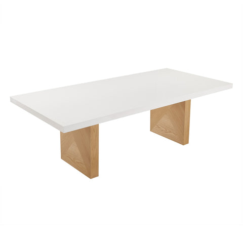 Madeline White Gloss and Natural Ash 92" Rectangular Dining Table Model: TOV-D68766