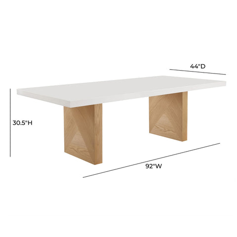 Madeline White Gloss and Natural Ash 92" Rectangular Dining Table Model: TOV-D68766
