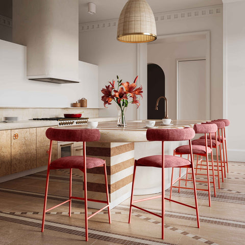 Liliana Mauve Performance Velvet Bar Stool Model: TOV-D68768