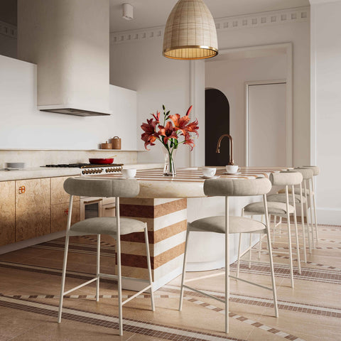 Liliana Taupe Performance Velvet Counter Stool Model: TOV-D68771