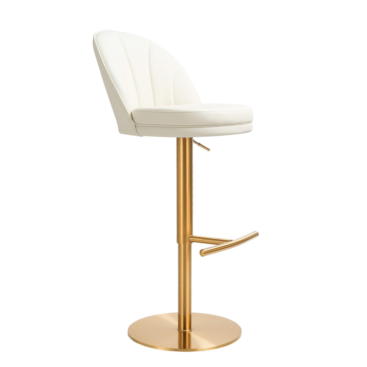 Venus Cream Performance Vegan Leather and Gold Adjustable Swivel Stool Model: TOV-D68827