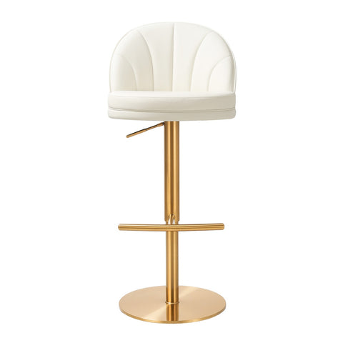 Venus Cream Performance Vegan Leather and Gold Adjustable Swivel Stool Model: TOV-D68827