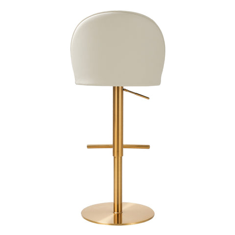 Venus Cream Performance Vegan Leather and Gold Adjustable Swivel Stool Model: TOV-D68827