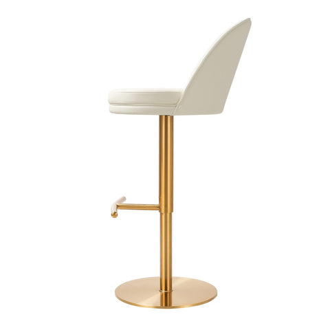 Venus Cream Performance Vegan Leather and Gold Adjustable Swivel Stool Model: TOV-D68827