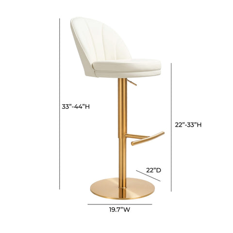 Venus Cream Performance Vegan Leather and Gold Adjustable Swivel Stool Model: TOV-D68827